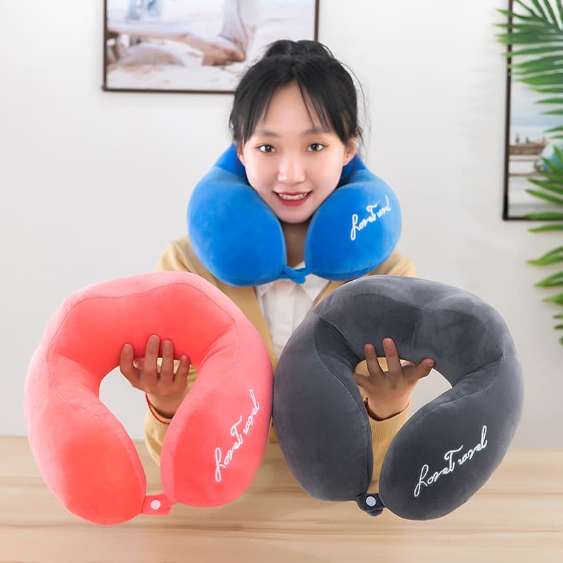 Cross-border Double Hump Neck Pillow U-Shaped Pillow Airplane Travel Cervical Nap Pillow, Corporate Event Gifts with Logo Option