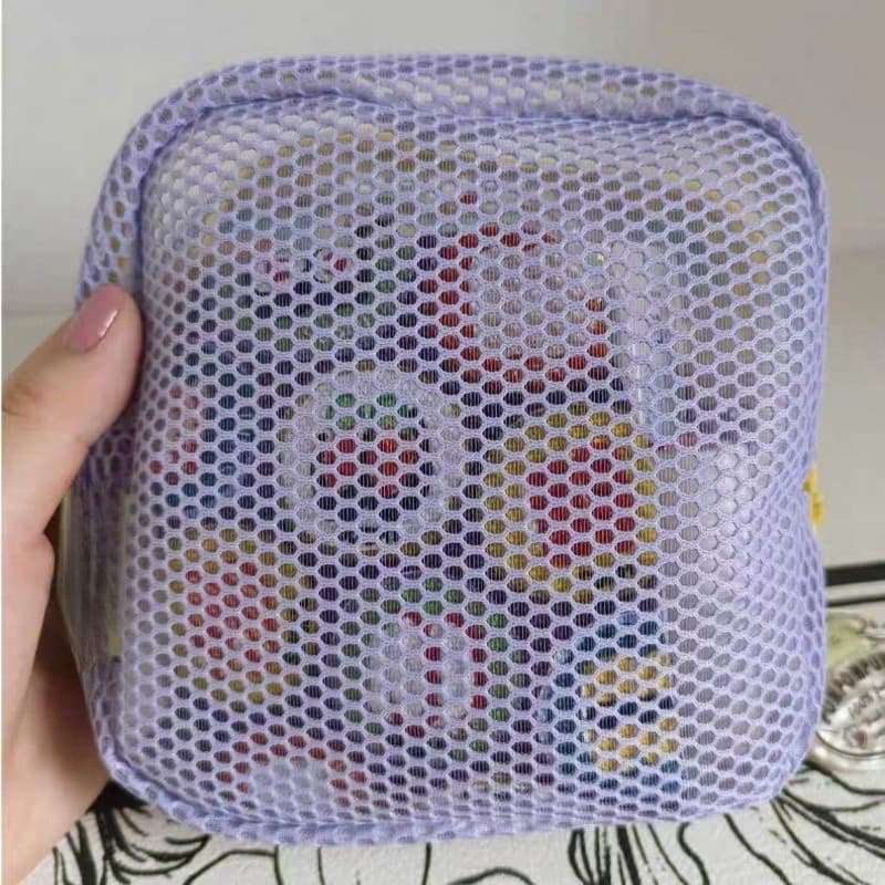 Cross-Border Tofu Bag Mini Coin Purse Large Capacity Mesh Makeup Bag Dopamine Mesh Women's Lipstick Bag Colorful