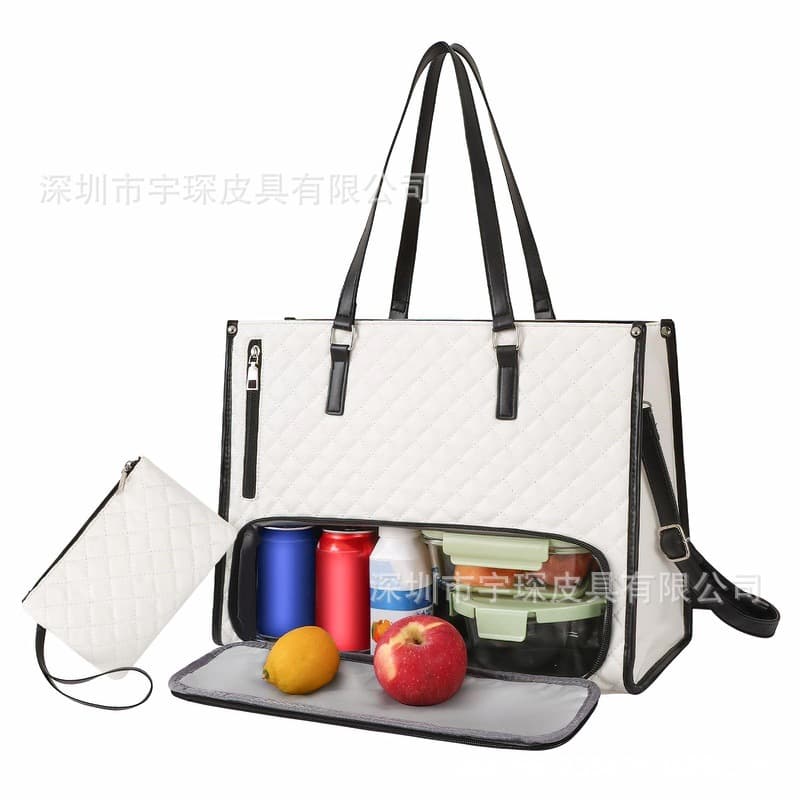 Cross-border New Arrival In Stock Factory Direct Shipping Diamond Quilted Large Capacity Multi-Compartment Lunch Bag Laptop Bag Handbag Crossbody Set
