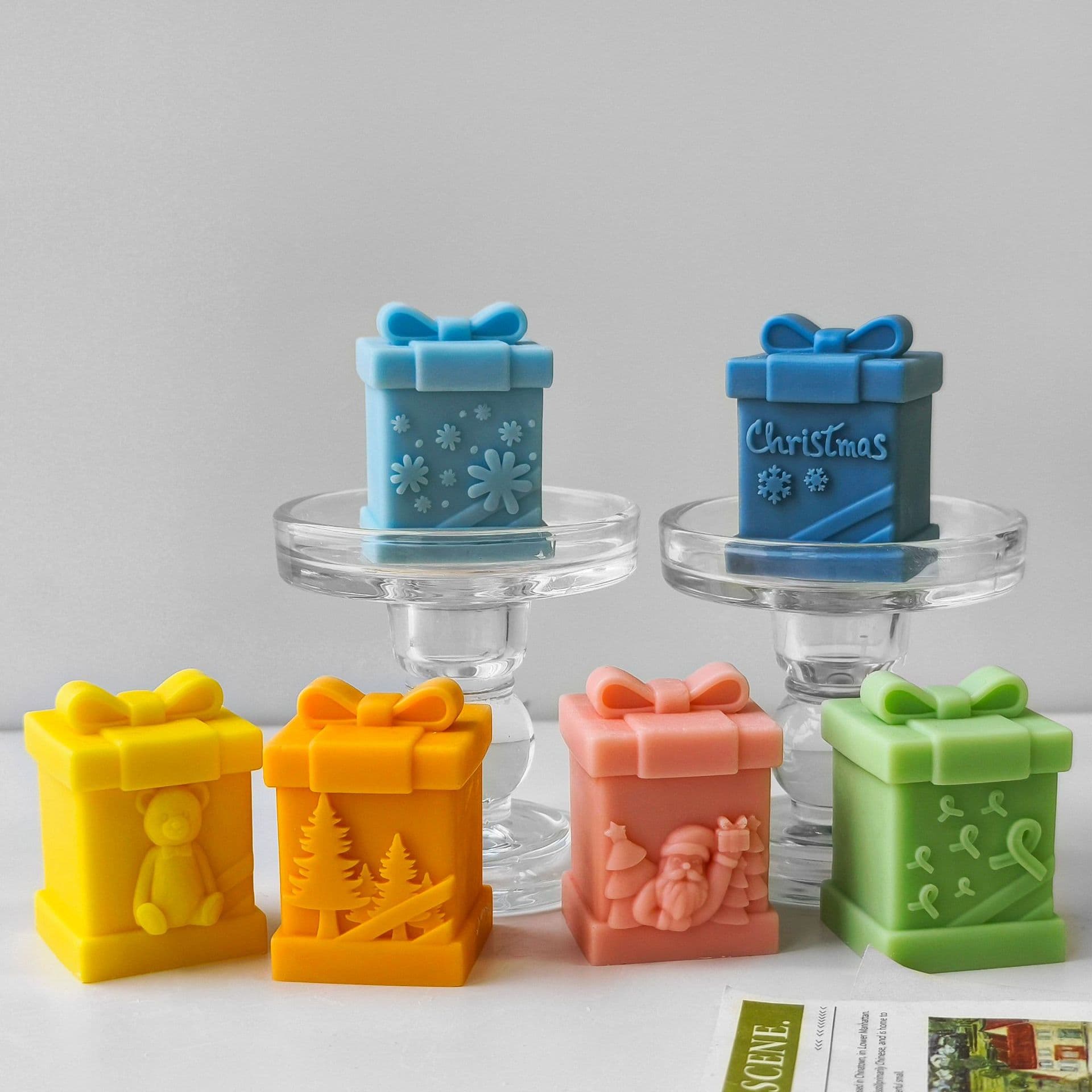 Jiahuimei Gift Box Candle Silicone Mold Christmas Decoration Handmade Aromatherapy Candle Ornament Mold