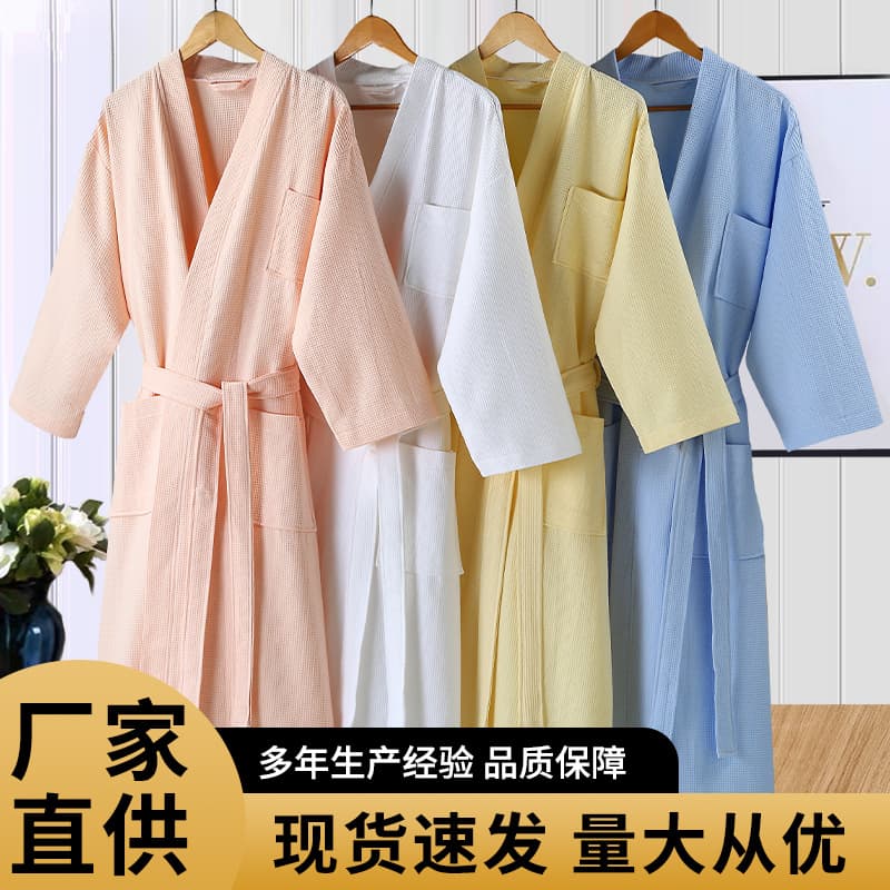 Star-rated hotel pure cotton waffle weave bathrobe wholesale customization with logo, thickened and absorbent for hotels and inns all seasons