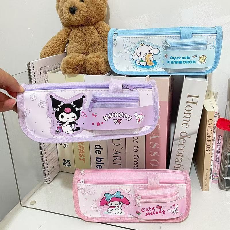 New Sanrio cartoon large-capacity three-layer pencil case cute boys and girls pencil case high-looking student stationery box