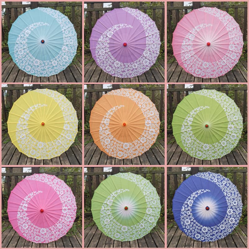 Rotating Horn Dance Ancient Style Performance Runway Classical Flower Umbrella Silk Cloth Qipao Runway Prop Oil-Paper Umbrella Dancing Umbrella