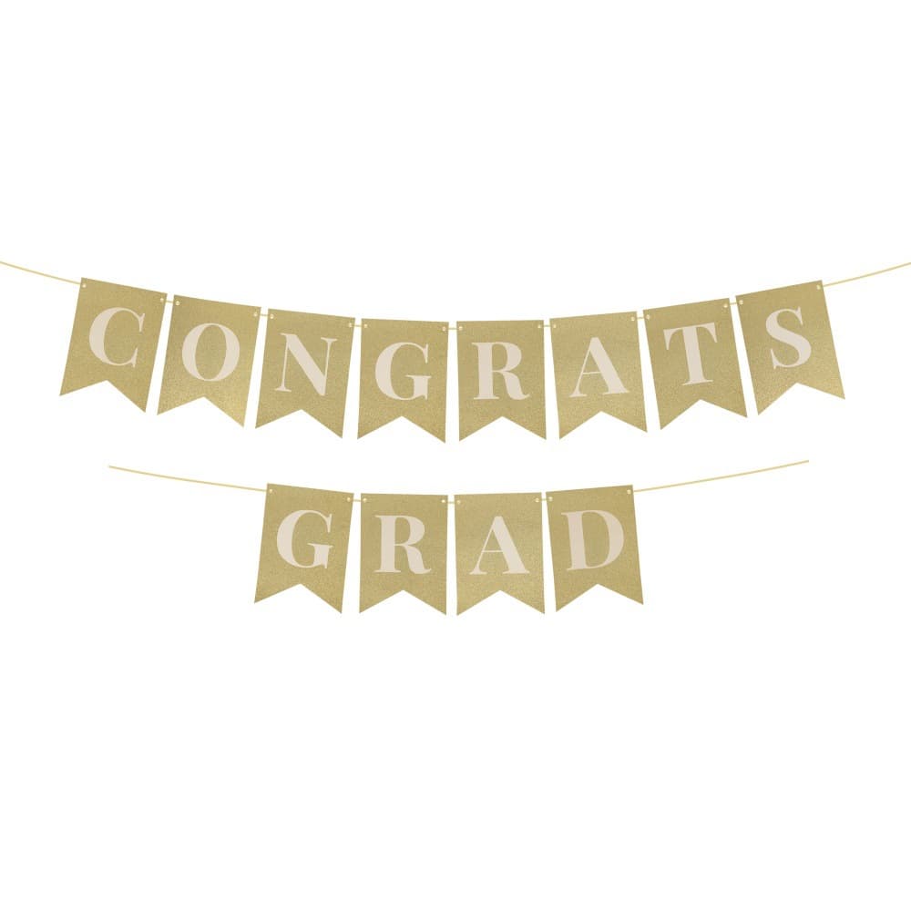 Congrats Grad Glitter Letter Graduation Season Party Decoration Swallowtail Flag Scene Setup Banner Garland