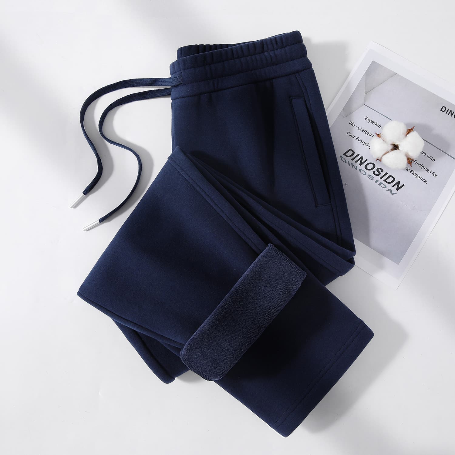 Autumn and winter pure cotton plus velvet thickened straight pants trendy casual sweatpants high-waisted sports pants for women narrow version glutinous rice pants for mothers