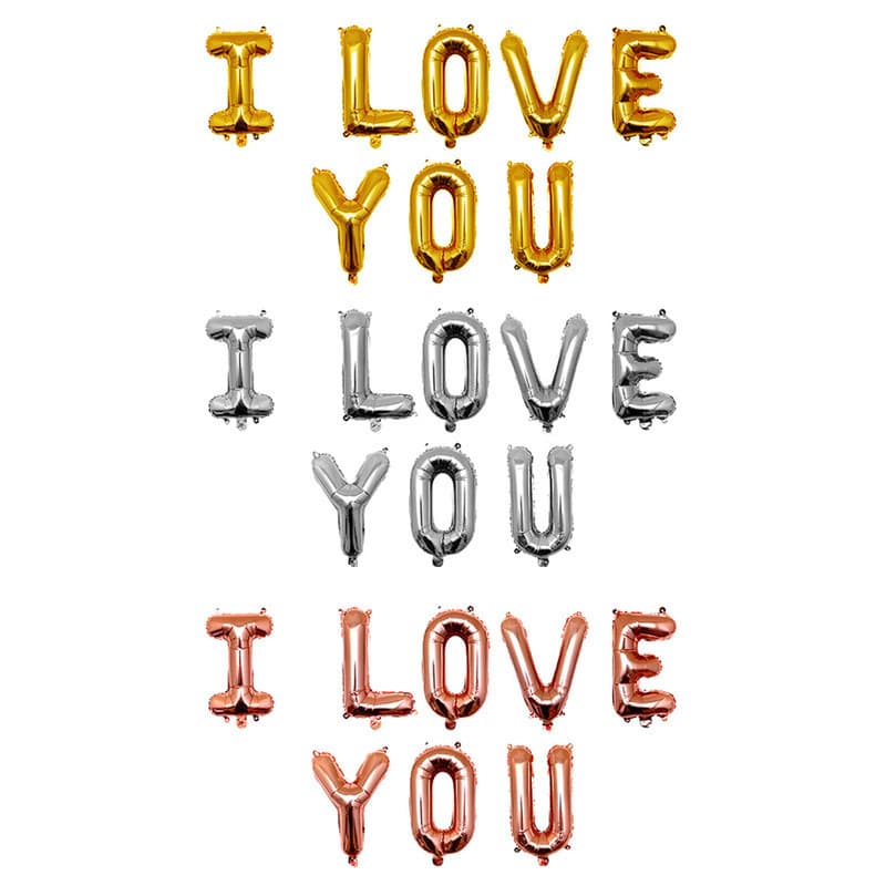 16-inch US Slim I LOVE YOU Letter Balloon Set Wedding Proposal Foil Balloon Decoration Set