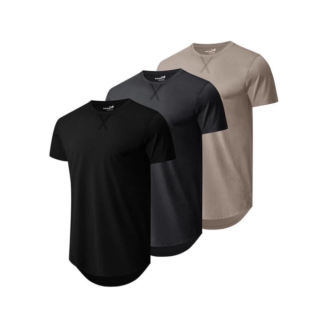 Cross-Border Amazon Men's New Tops, Imitation Cotton Long-Sleeved Round-Neck Short-Sleeved Summer T-Shirts, Casual, Breathable and Quick-Drying