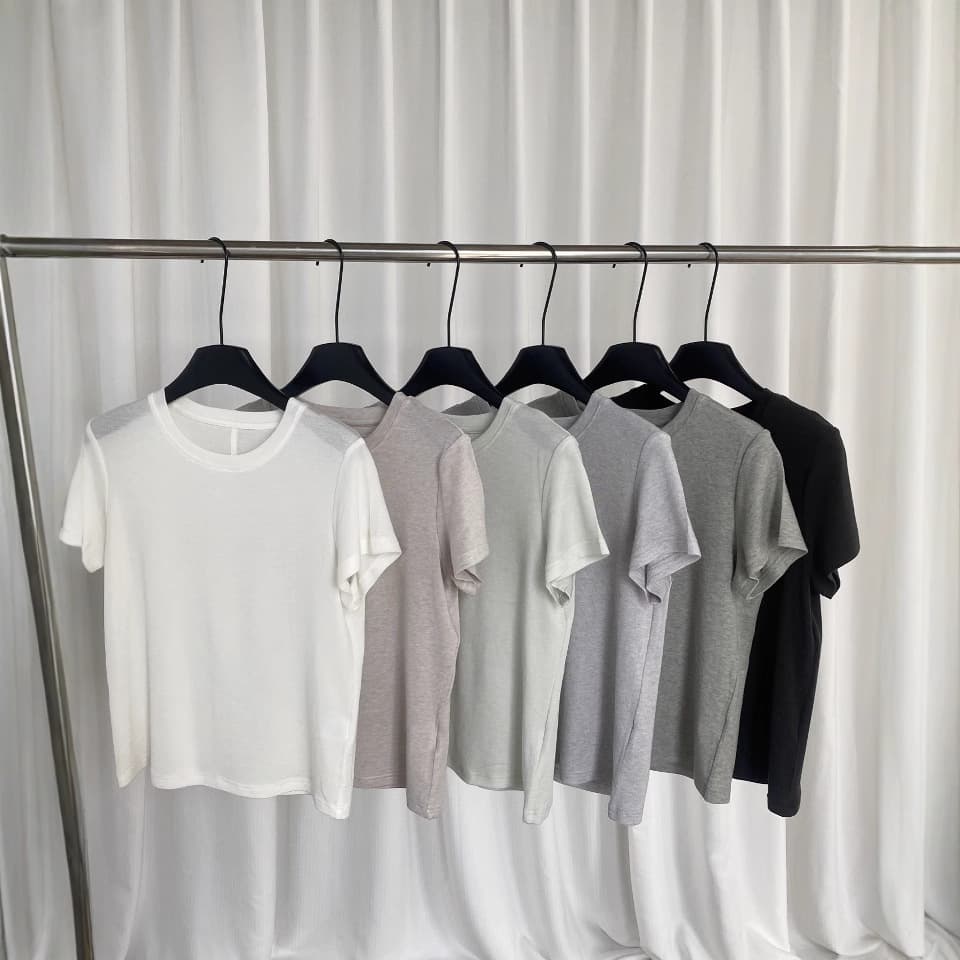 Lyocell Tencel Round Neck Basic T-Shirt Versatile Wool Regular Shoulder Short Sleeve Spring Summer Tee Undershirt