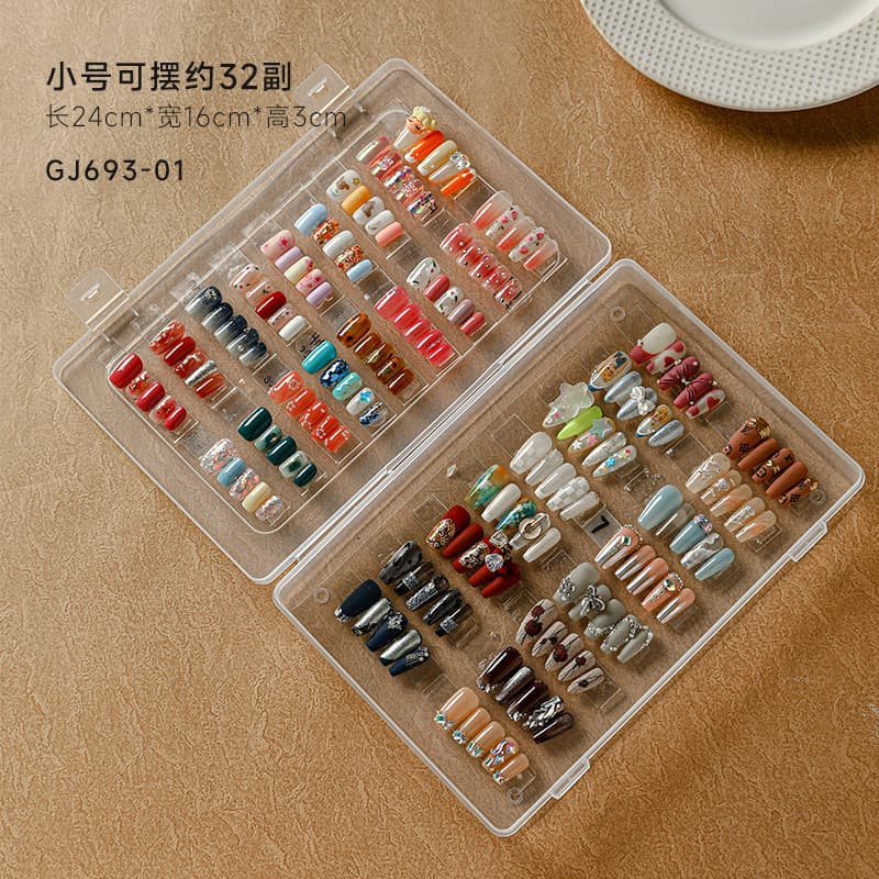 Large Capacity Nail Art Wearable Nail Storage Box Dustproof Transparent Color Card Piece Style Work Exhibition Box