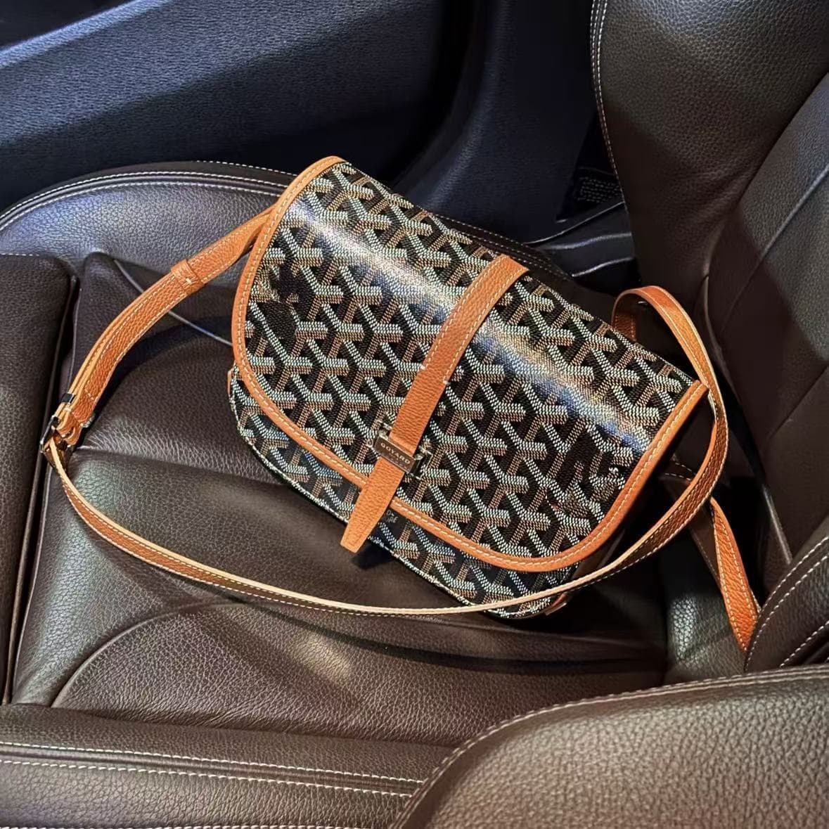 Small Dog Embossed Monogram Saddle Bag Small Flap Messenger Bag Cowhide Leather Shoulder Crossbody Bag for Women