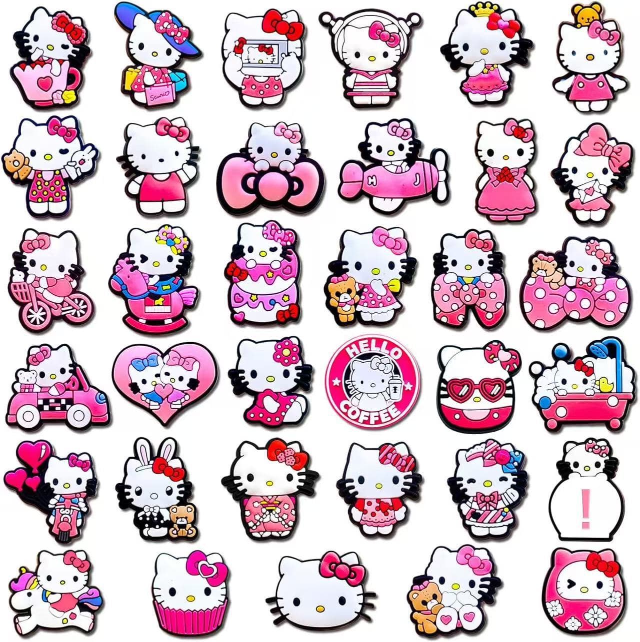 Cross-border New Cute Cartoon Hello Kitty Crocs Shoe Charms PVC Soft Glue Removable DIY Accessories