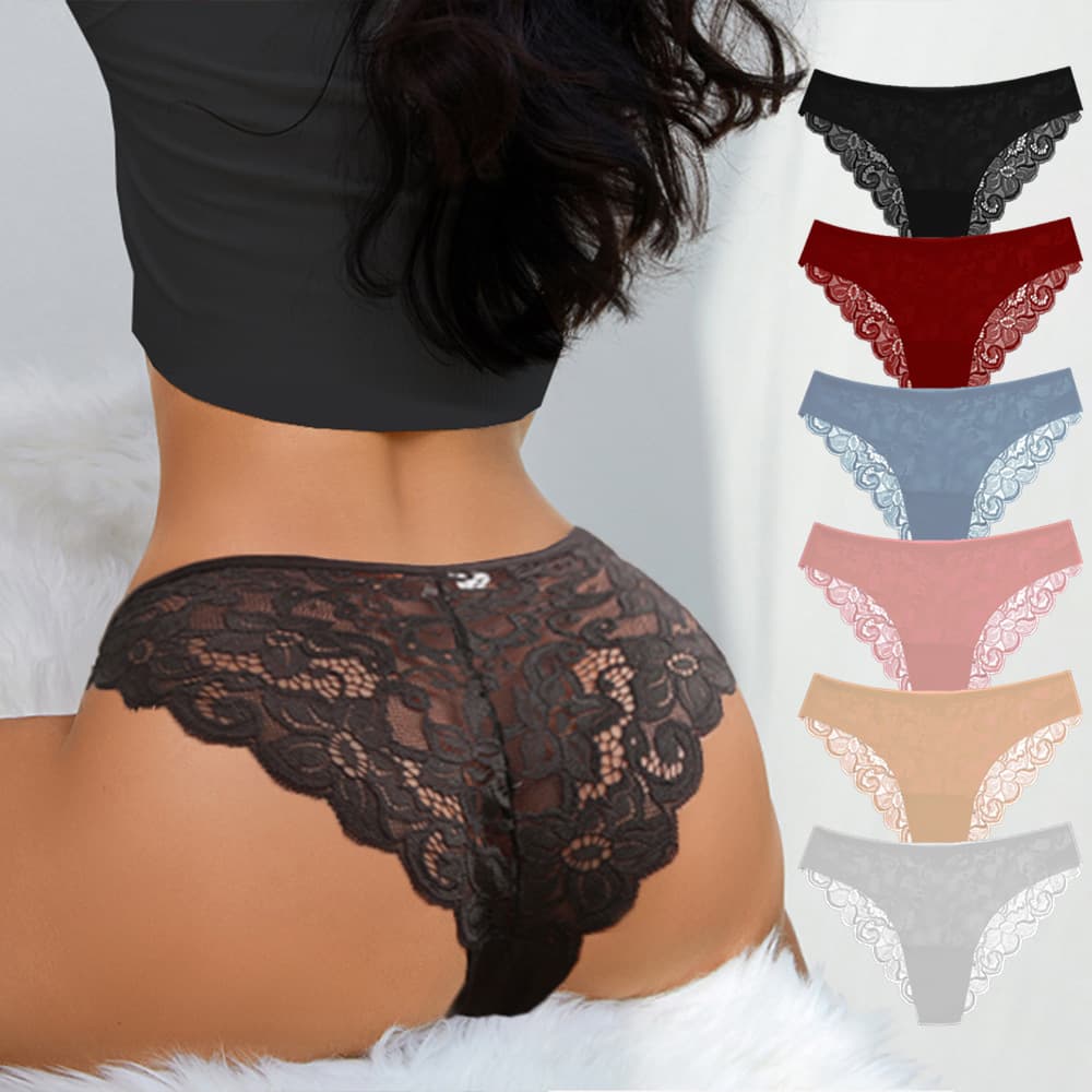 Cross-border European Size Sexy Lace Women's Underwear Ice Silk Seamless Women's Bikini Comfortable Breathable Panties