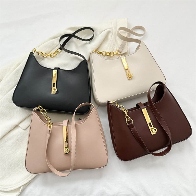 French Style Minimalist Textured Bag for Women 2023 Winter New Solid Color PU Underarm Bag Commuter Versatile Crossbody Bag