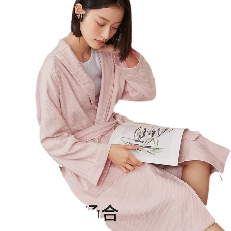 Sanli Towel New Waffle Bathrobe Honeycomb Terry Adult Couple Homewear All-Cotton Terry Cloth Bathrobe