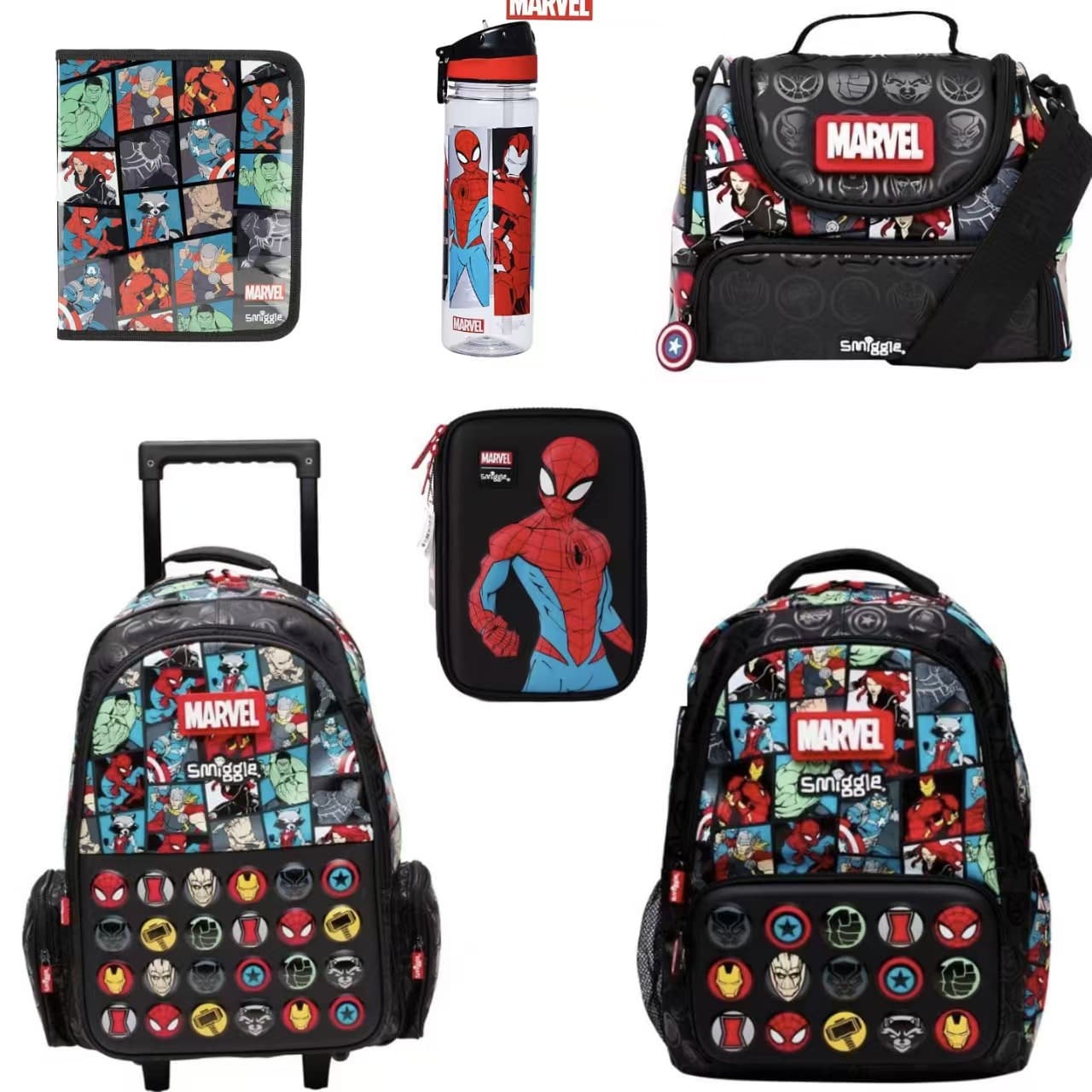 Australian Smiggle Marvel School Backpack, Primary School Students' Lightweight Backpack, Kids' Trolley Schoolbag Set Series