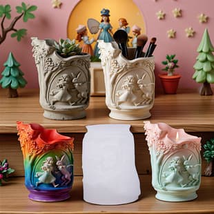 Yindian Flower Fairy Cement Aromatherapy Plaster Cup Mold DIY Resin Storage Cup Flower Pot Ornament Silicone Mold