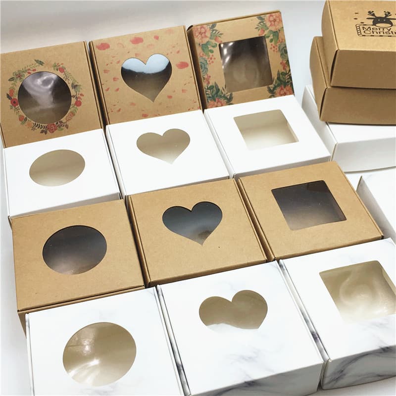Spot wholesale marble pattern love gift box soap handmade soap small paper box trinket packaging box hollow open