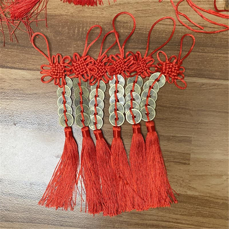 Manufacturer direct supply Five Emperor copper coin strings, Zhuazhou, premium knot ancient coin hanging piece home door/window car zinc alloy
