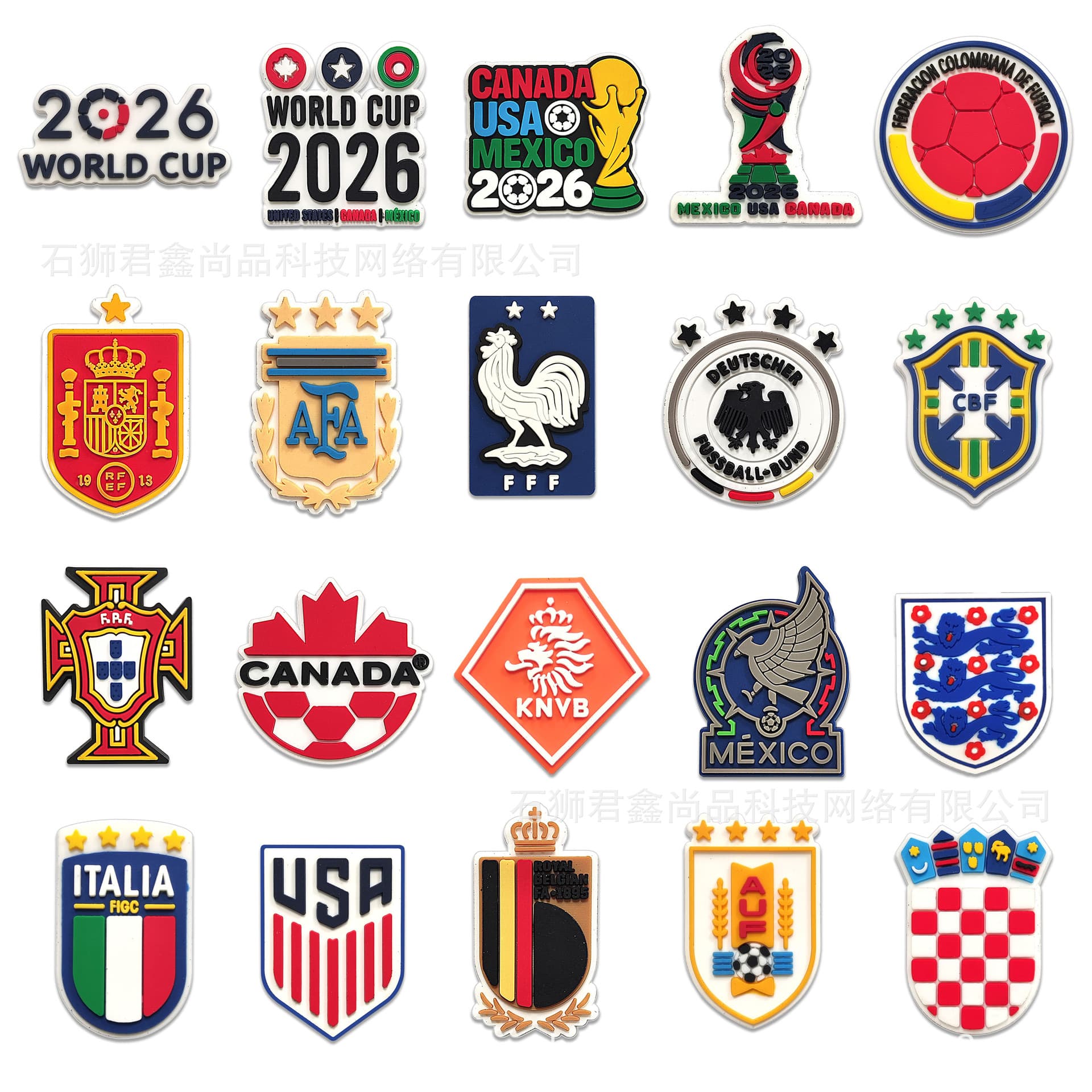 2026 World Cup Decorative Charms DIY Football Shoe Flower Charms PVC Soft Rubber Patches Garden Shoe Accessories