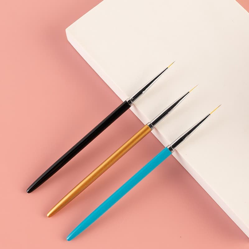 Cross-Border Nail Art Brush Set with Three Metal Rods, Nail Art Liner Pen, Fine Line Drawing Pen, and Carving Pen Set