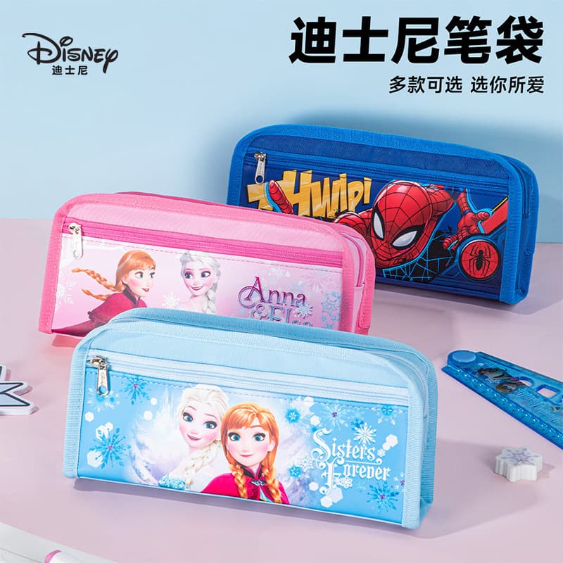Mickey pencil bag canvas primary school students grade 1-3-6 pencil bag large capacity exquisite lightweight stain-resistant pencil case