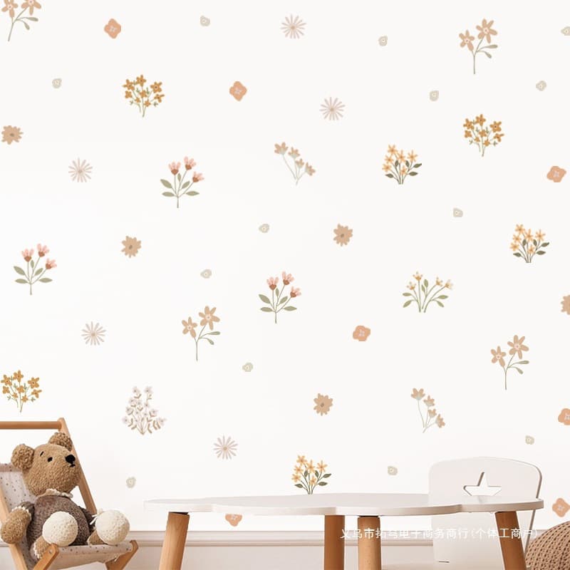 Bohemian Plant Floral Wall Decals for Bedroom Living Room Home Decor PVC Self-Adhesive Fresh Style Stickers