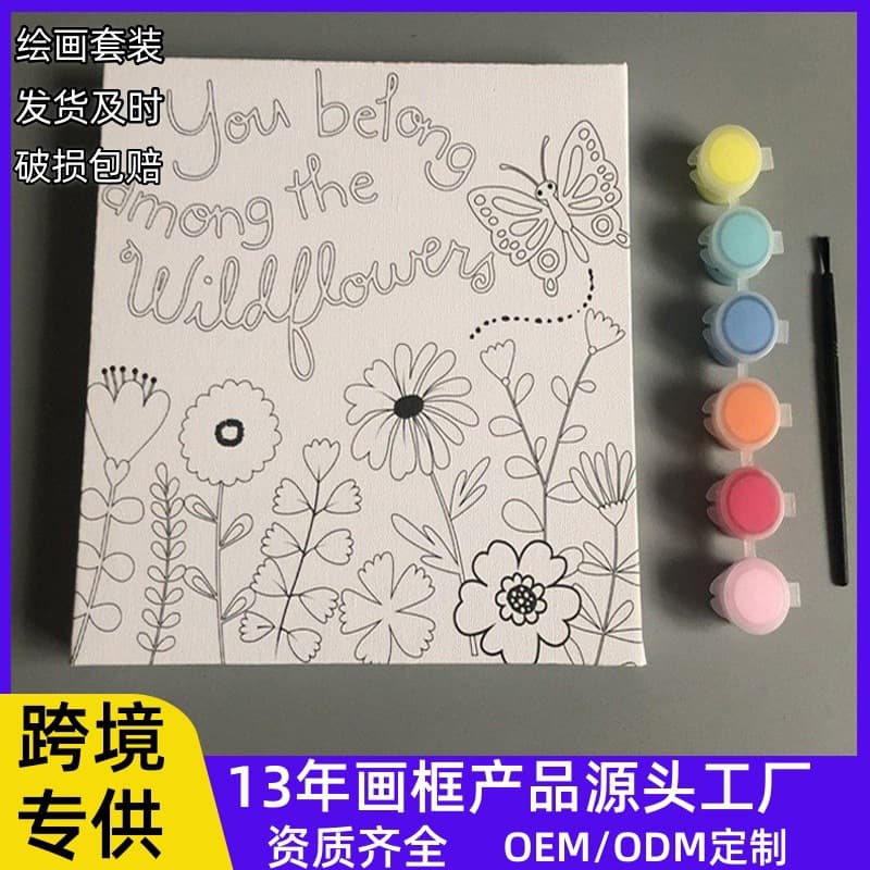 DIY Paint by Numbers Kit, Acrylic Painting on Canvas, Framed Canvas Board