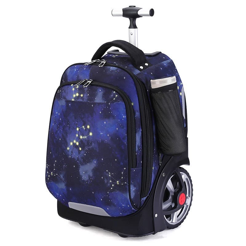 Cross-border new junior high school student trolley schoolbag male and female students large-capacity trolley backpack campus large wheel back pull dual-use