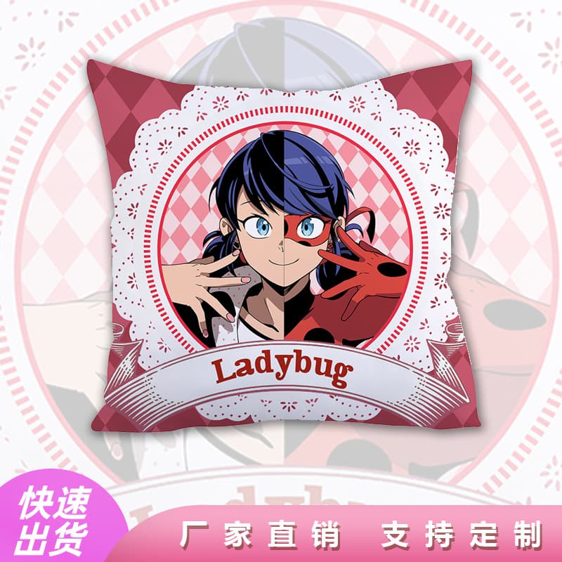 Miraculous Ladybug Square Pillow Anime Merchandise Pillowcase Sofa Cushion