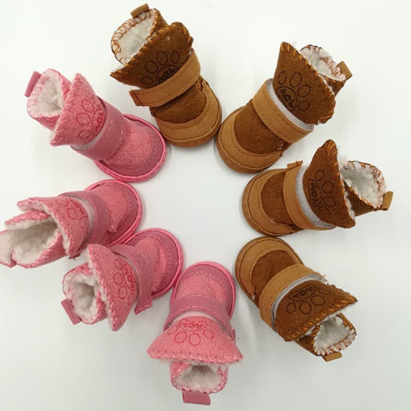 4-Pack Pet Snow Boots Cat Shoes Dog Shoes Winter Anti-Slip Warm Style for Teddy Chihuahua Cross-Border Drop Shipping