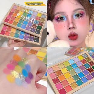 MGL Professional 40-Color Eyeshadow Palette, Multi-Color Large Palette for Stage Makeup, Glitter, Cosplay, Blue & Green Shades