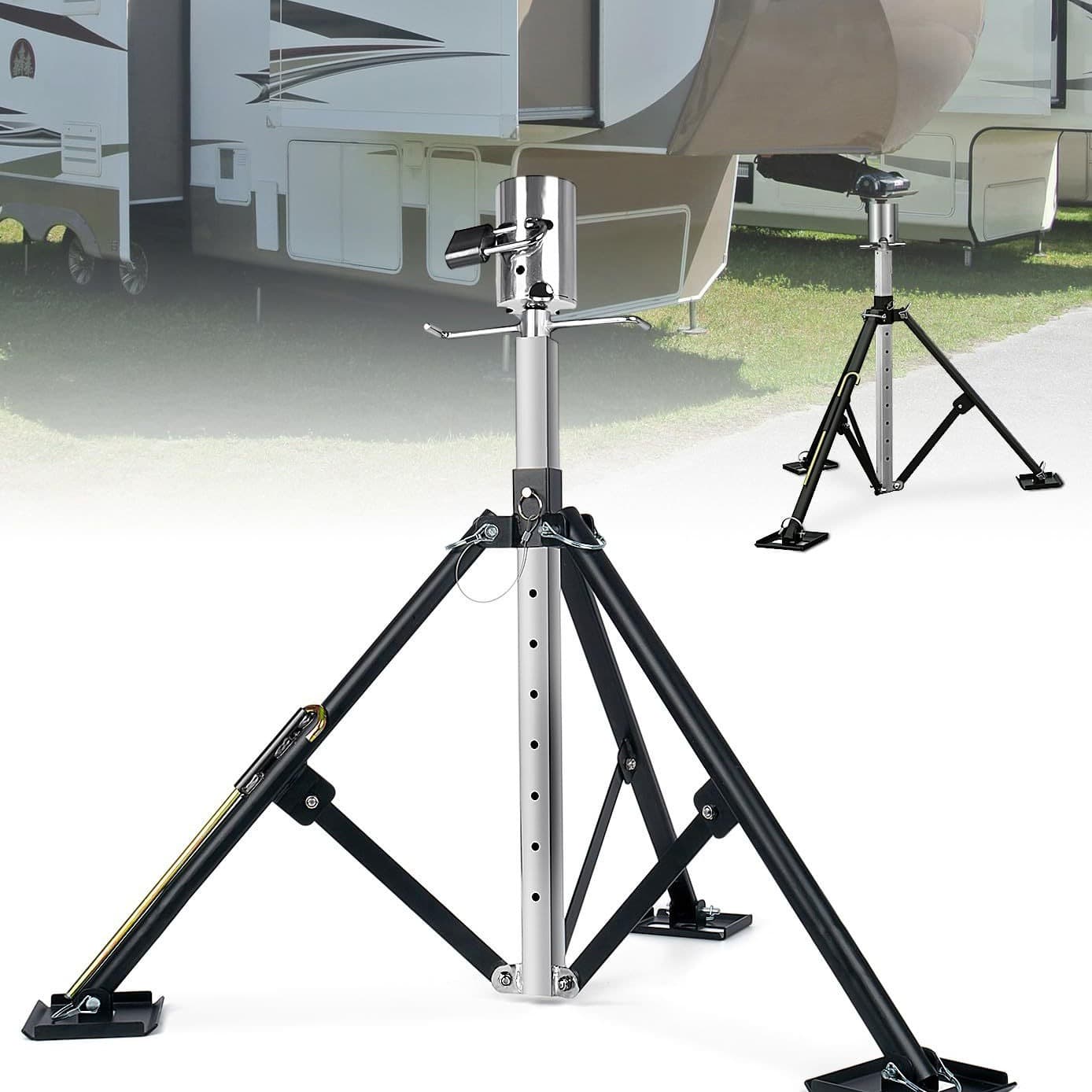 Heavy duty fifth wheel tripod stabilizer, pin type RV tripod stabilizer multifunctional heavy duty support stand
