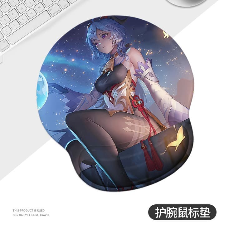 Genshin Impact Anime Wrist Rest Mouse Pad for Men, Office Study Mouse Pad, Silicone Soft Pad for Computer Keyboard Support