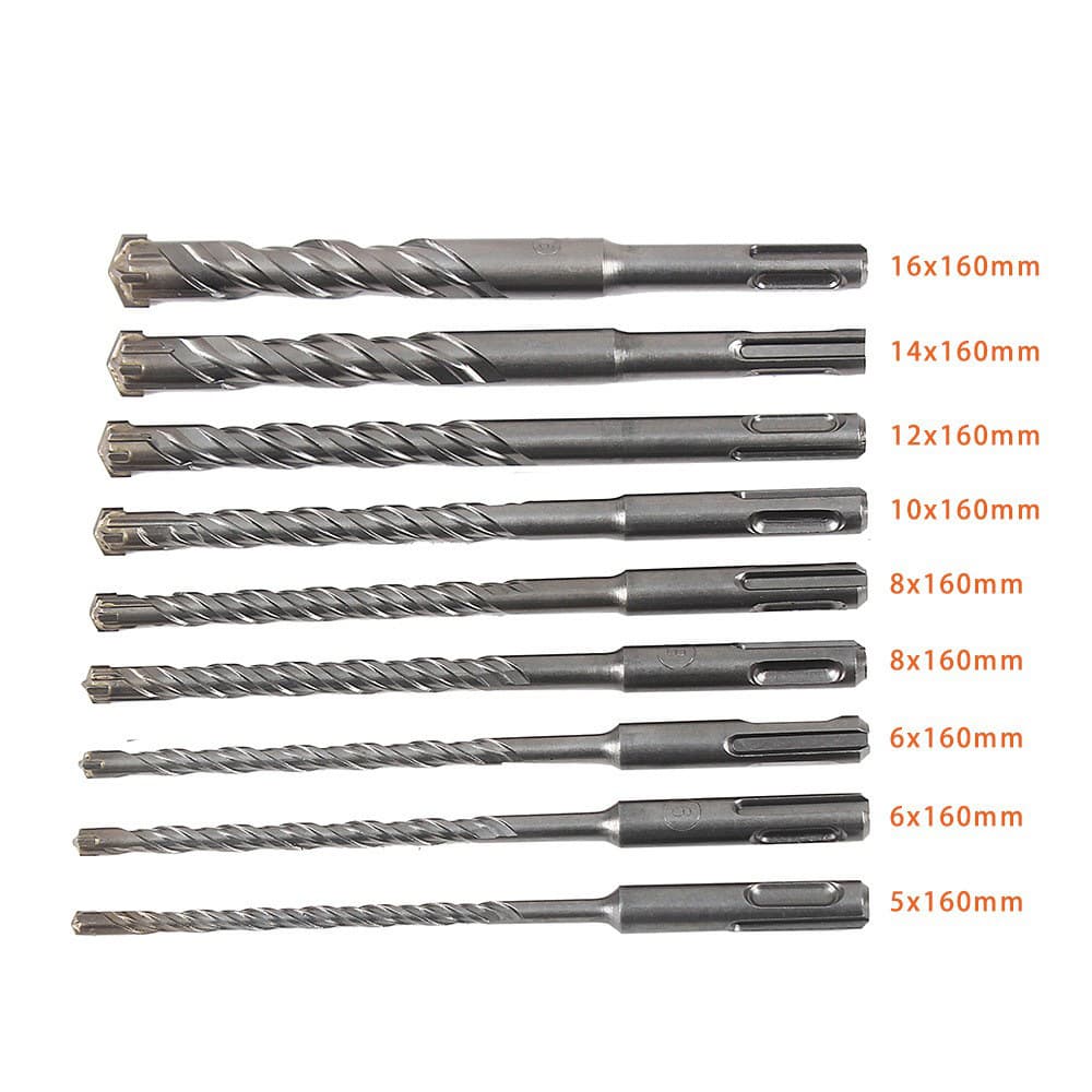 Round shank two-flute two-groove cross-bit hammer drill for cement, stone, and concrete drilling