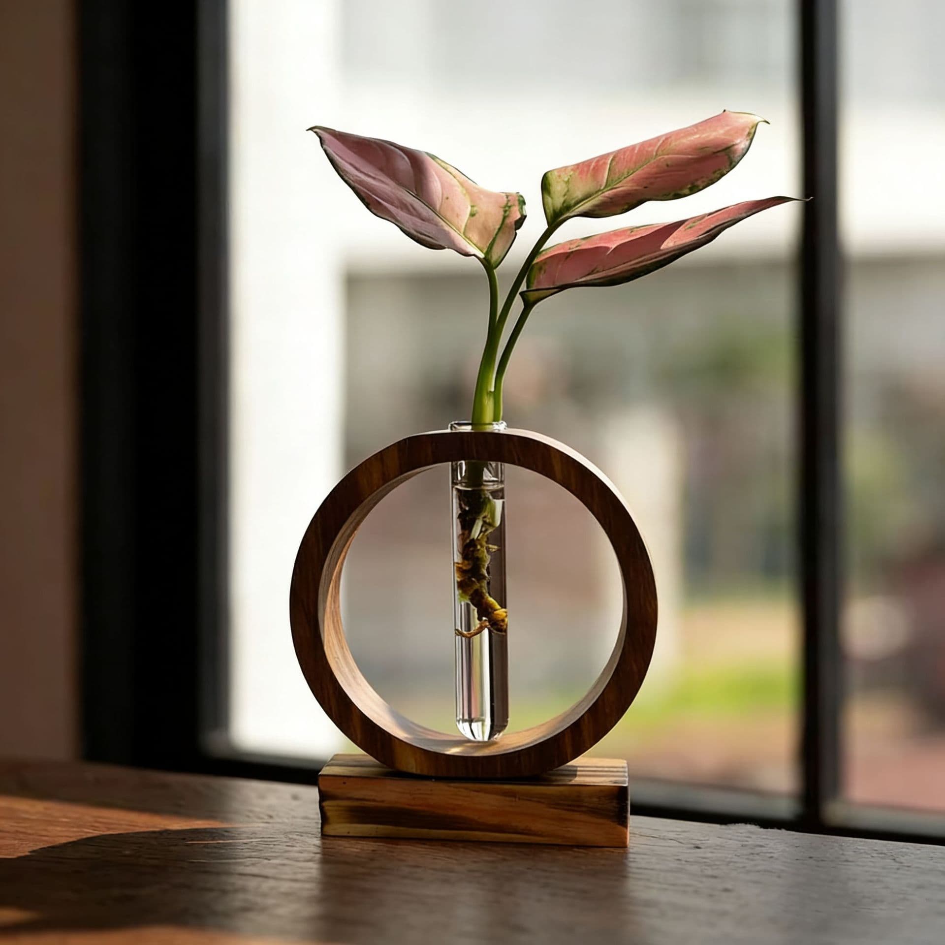 New wooden crafts antique square desktop wood art green plant flower ornaments new Chinese style desktop ornaments