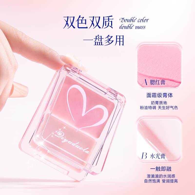 Qiyuduola Water Glow Blush Stick Multi-Use Cheek & Lip Highlighter Expands Color Natural Brightening Watery Sheer Blush