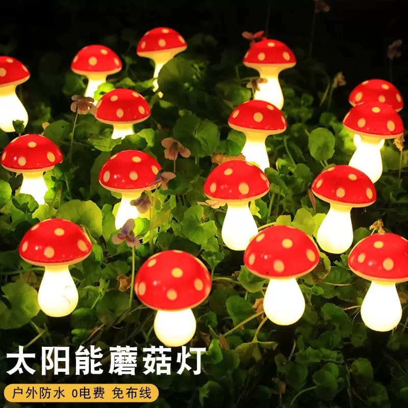 New Cross-Border Ground Insert Mushroom Lamp Outdoor LED Solar Mushroom Light Garden Outdoor Waterproof Decorative Light