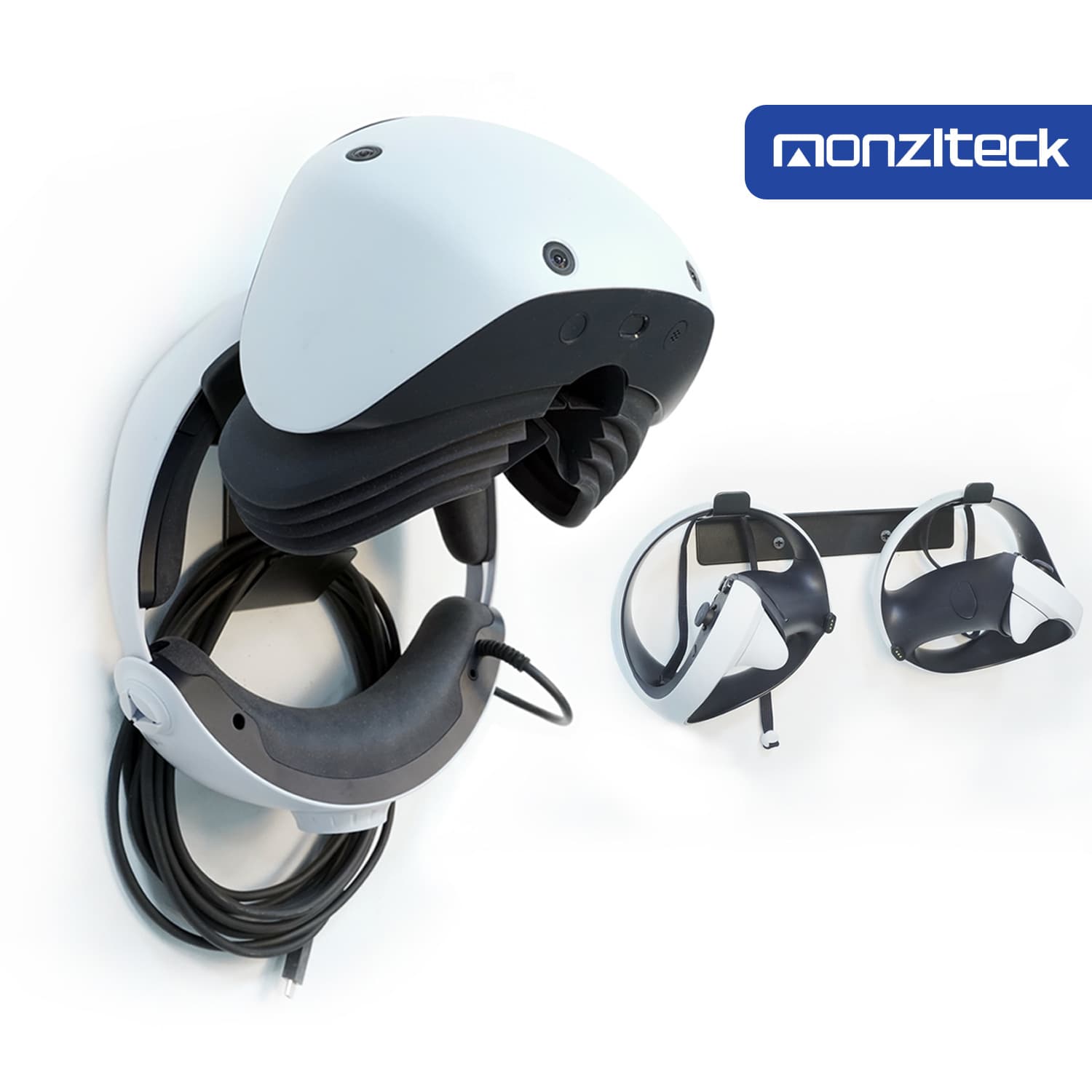 Monzlteck Wall Mount Bracket for PSVR2/PSVR1 Virtual Reality Headset and Controllers, VR Storage Solution