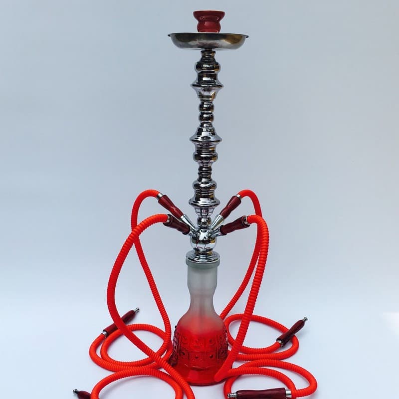Arabic Hookah Full Set Bar KTV Nightclub Arabic Hookah Medium Multi-Tube Glass Red Straight Style