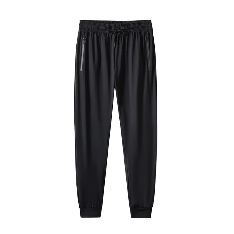 Men's Straight Leg 9/10 Length Pants Loose Ice Silk Joggers Drawstring Casual Trousers for Spring and Summer
