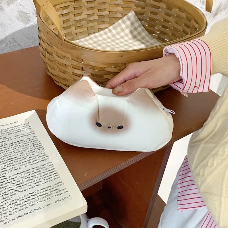 Kitten Bread Pencil Bag Creative Funny Stationery Box Simple Large Capacity Korean Cute Girl Cosmetic Bag Pencil Box