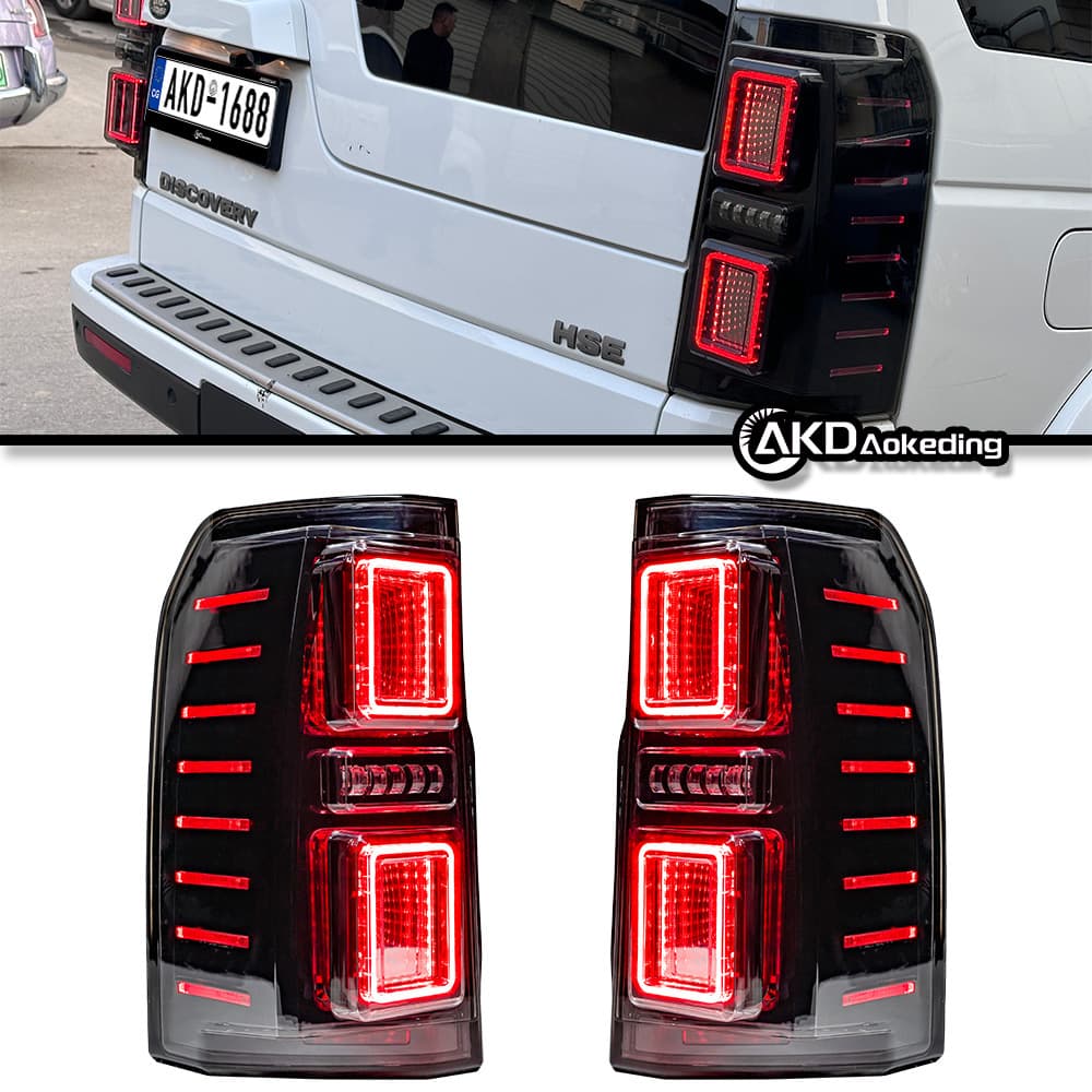 LED Tail Light Assembly for Land Rover Discovery 3/4 Upgrade with Running Lights, Warning Lights, Turn Signals, Smoked Black Finish