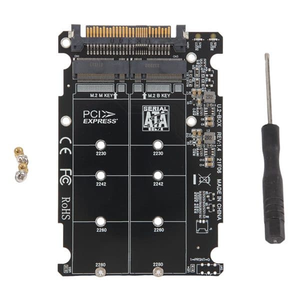 NGFF M.2/NVME to U.2 Adapter Card Dual SSD to SFF-8639 Dual Port U.2 2-in-1 Expansion Card