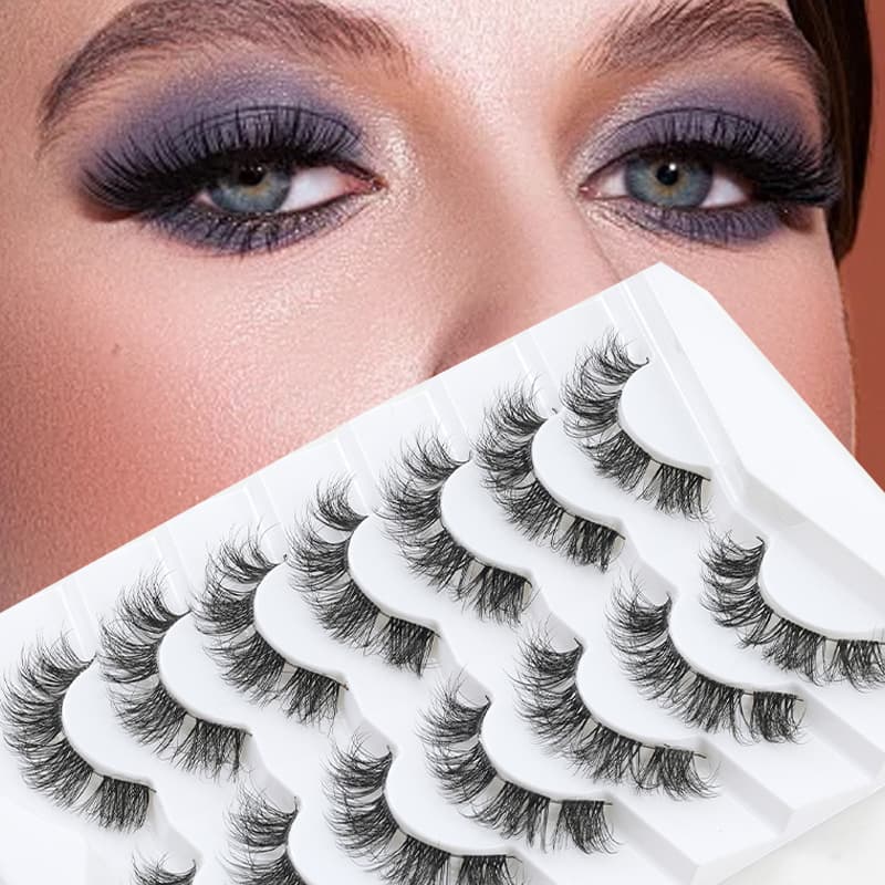 Thick False Eyelashes European and American Cross-Border Foreign Trade 7 Pairs Artificial Eyelashes Makeup Wear Daily Blackened Single-Line Eyelashes