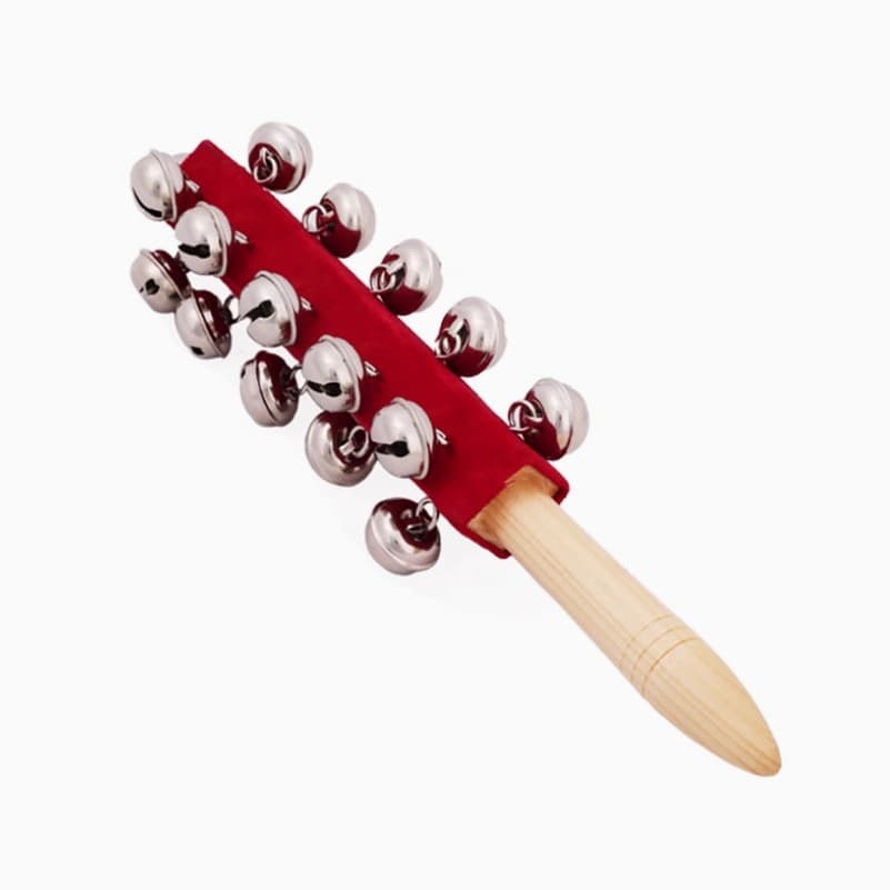 21-Bell Red Velvet Stick Bell, Orff Percussion Teaching Aid, Handheld Bell Shaker