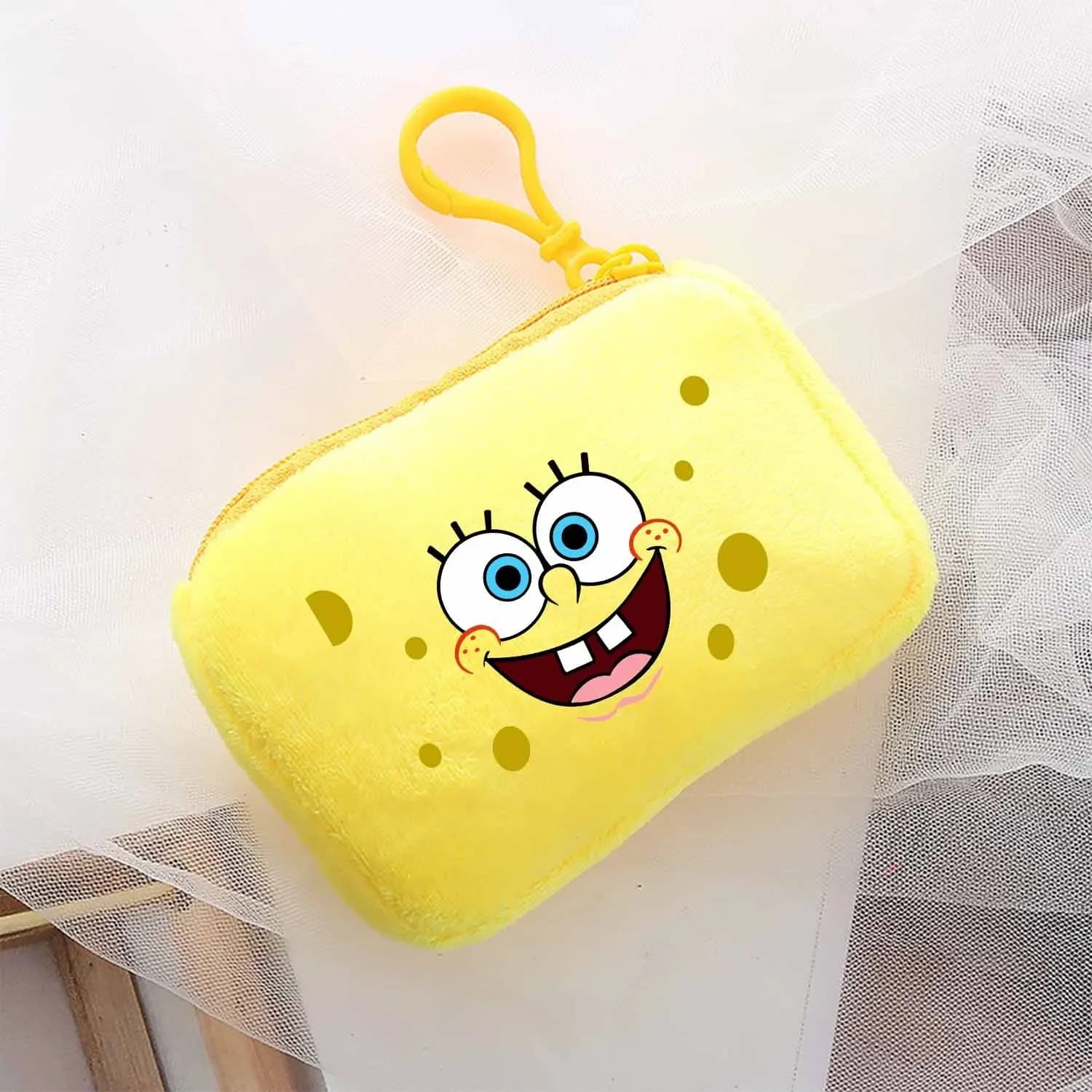Spongebob Cartoon Print Wallet Coin Purse Boys Girls Storage Bag Yellow Anime Mini Wallet Cross-Border
