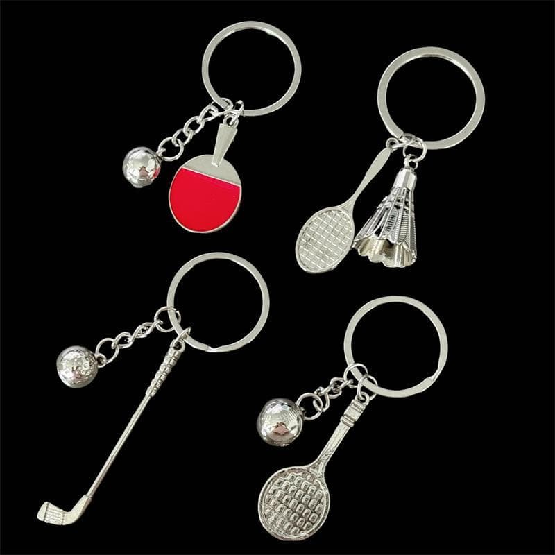 Cross-border hot selling table tennis racket key chain badminton tennis key chain metal paint pendant gift wholesale