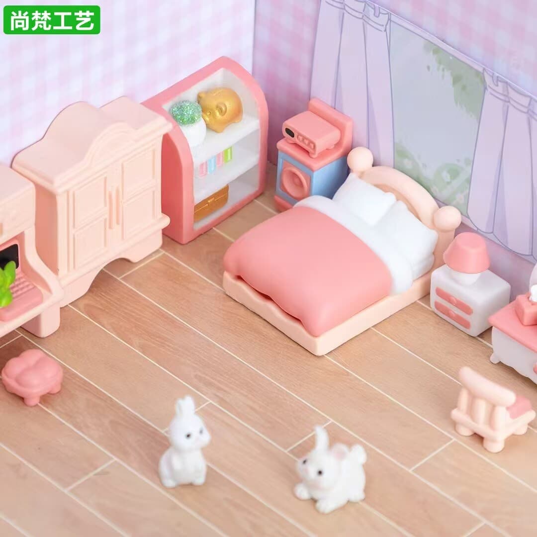 Micro landscape creative pink girly heart bedroom decoration accessories baby house diy miniature furniture model small ornaments