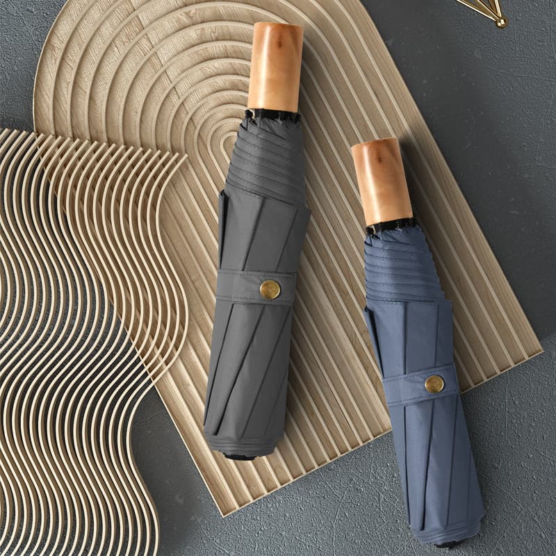 Triple-Folding All-Weather Sun Protection Black Coated Custom Pattern/Logo Umbrella Low Minimum Order Quantity
