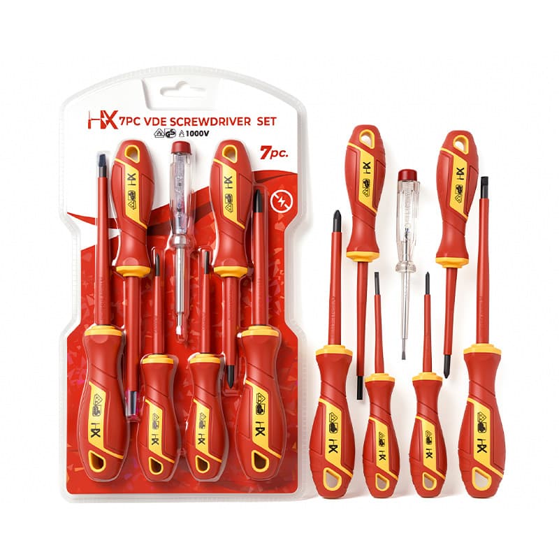 7-Piece Insulated Screwdriver Set with Phillips and Flathead Screwdrivers, VDE Certified for Home Repair and Electrical Work